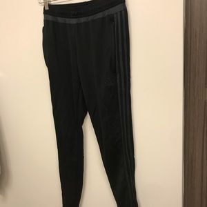 Black adidas joggers with side strip